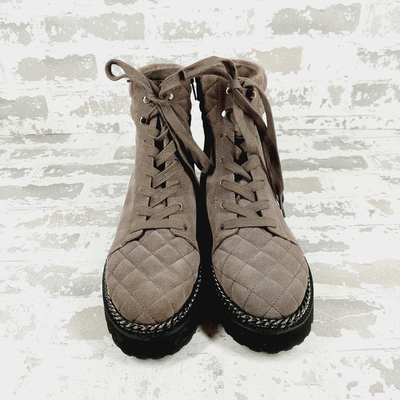 New Vince Camuto Merindil Brown Suede Lace Up Combat Boots W538 - Picture 3 of 11